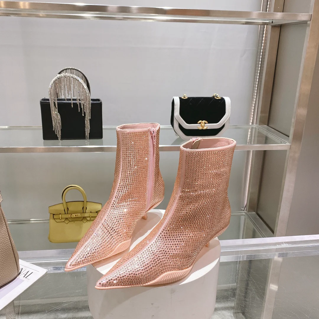 Ботильоны Prada с острым носком - розовые