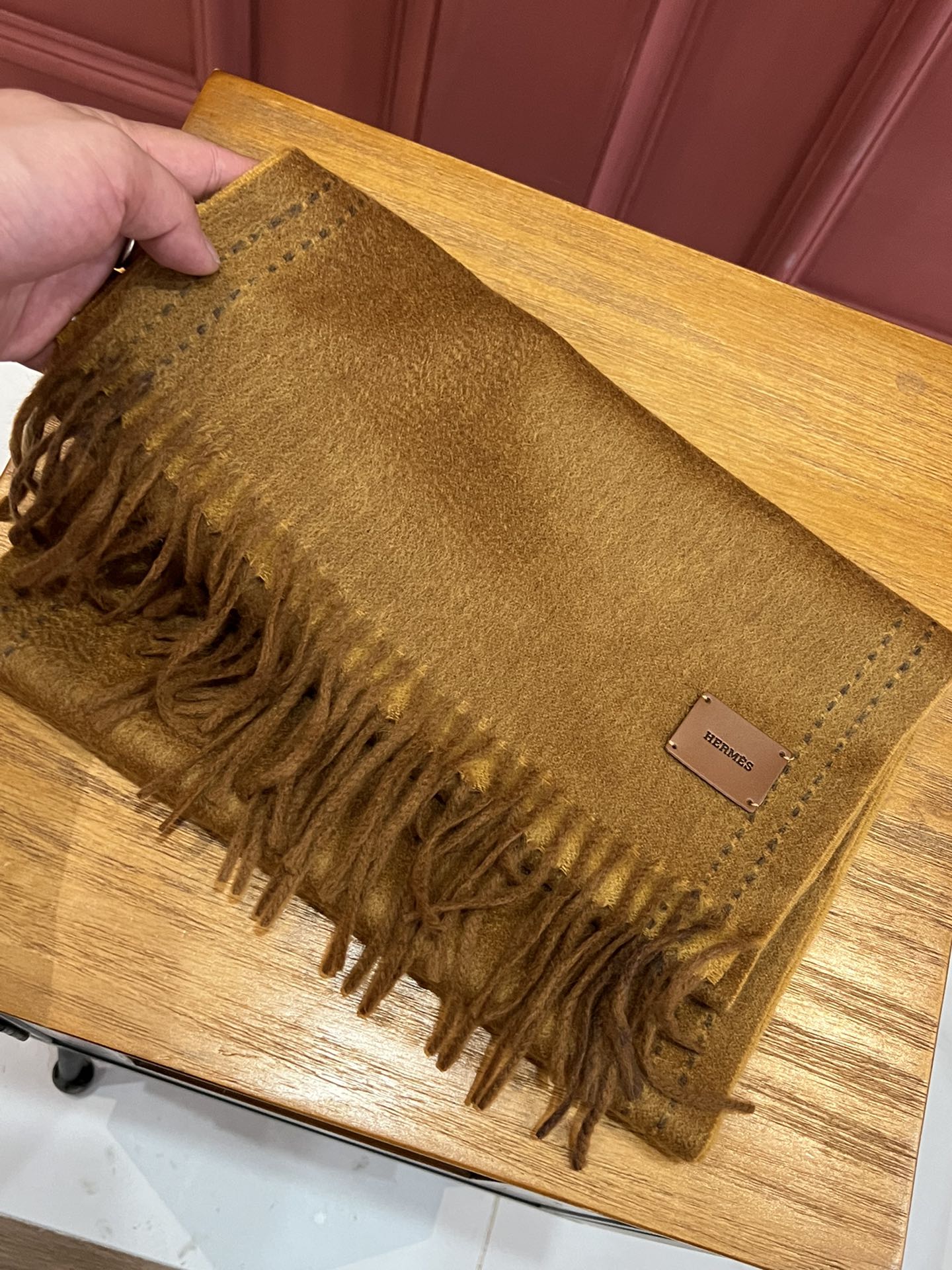 Двусторонний длинный кашемировый шарф Hermes - 30 см - 190 см - 100 г - Кашемир из высококачественной дикой козы