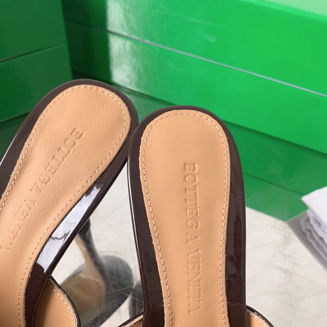 Bottega Veneta - Туфли на шпильке с квадратным носком - Мюли на высоком каблуке - Темно-коричневые