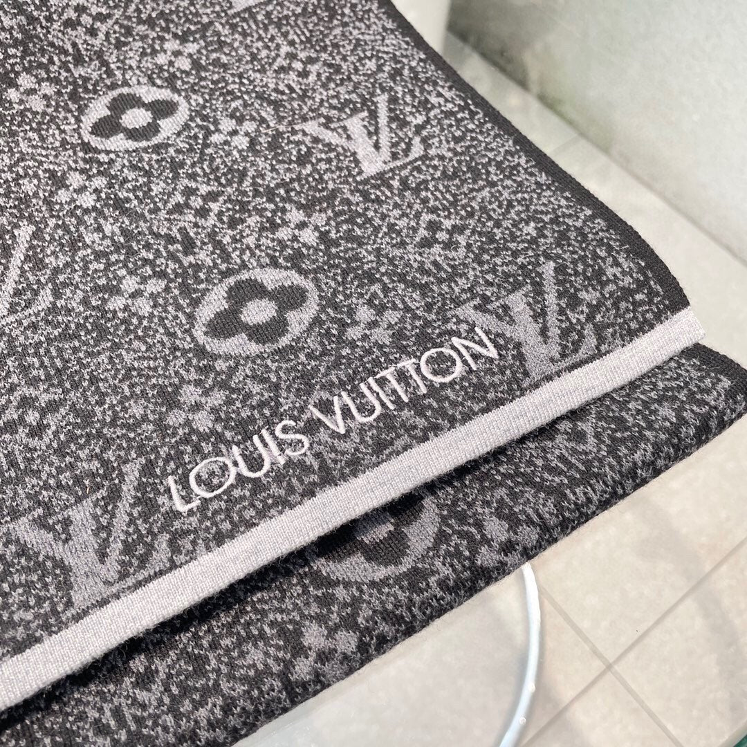 LV - Высокий кашемировый шарф - 180 см - 32 см - 100% - Импортный вязаный кашемир