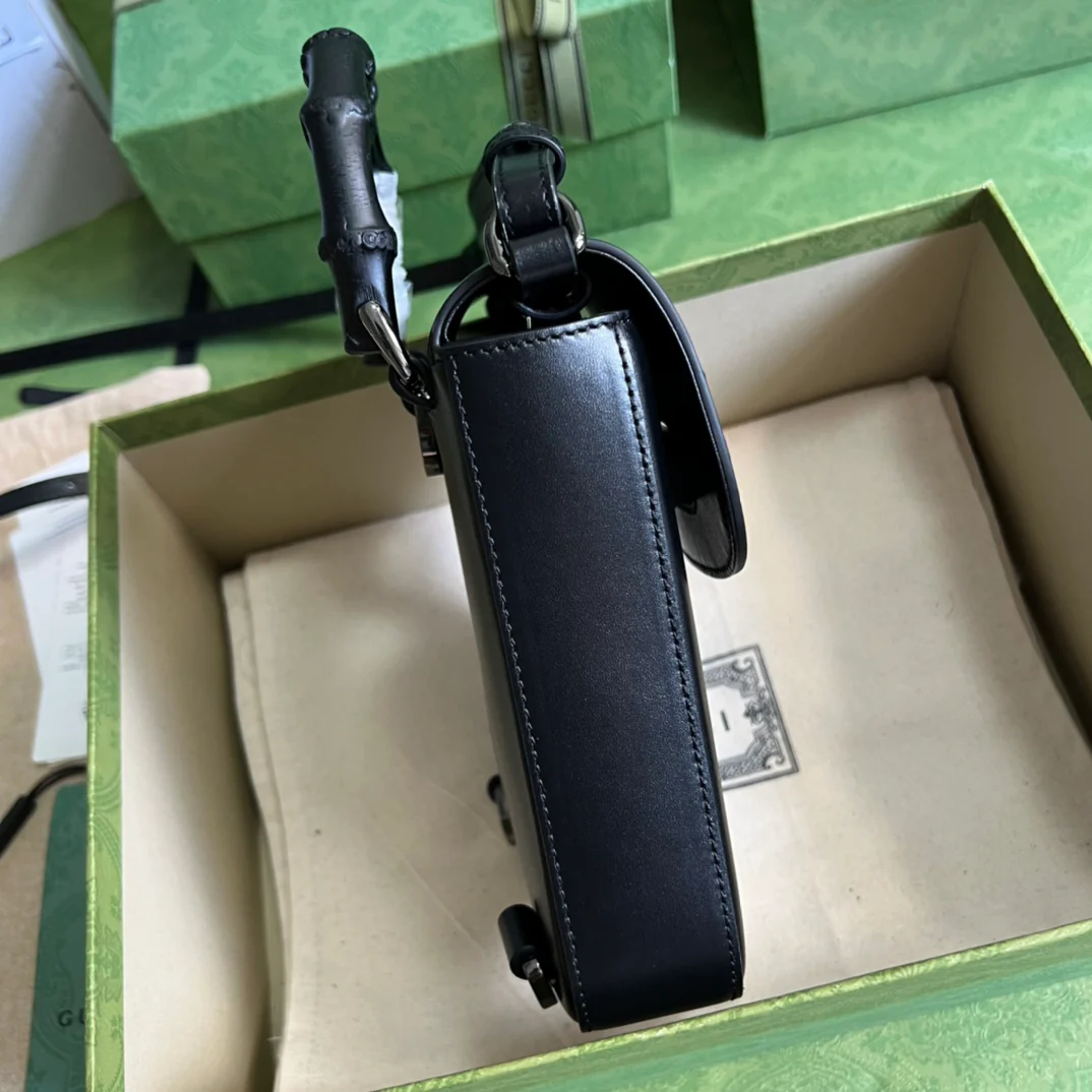 Сумка Gucci из бамбука - 14x16x4 см - Черная