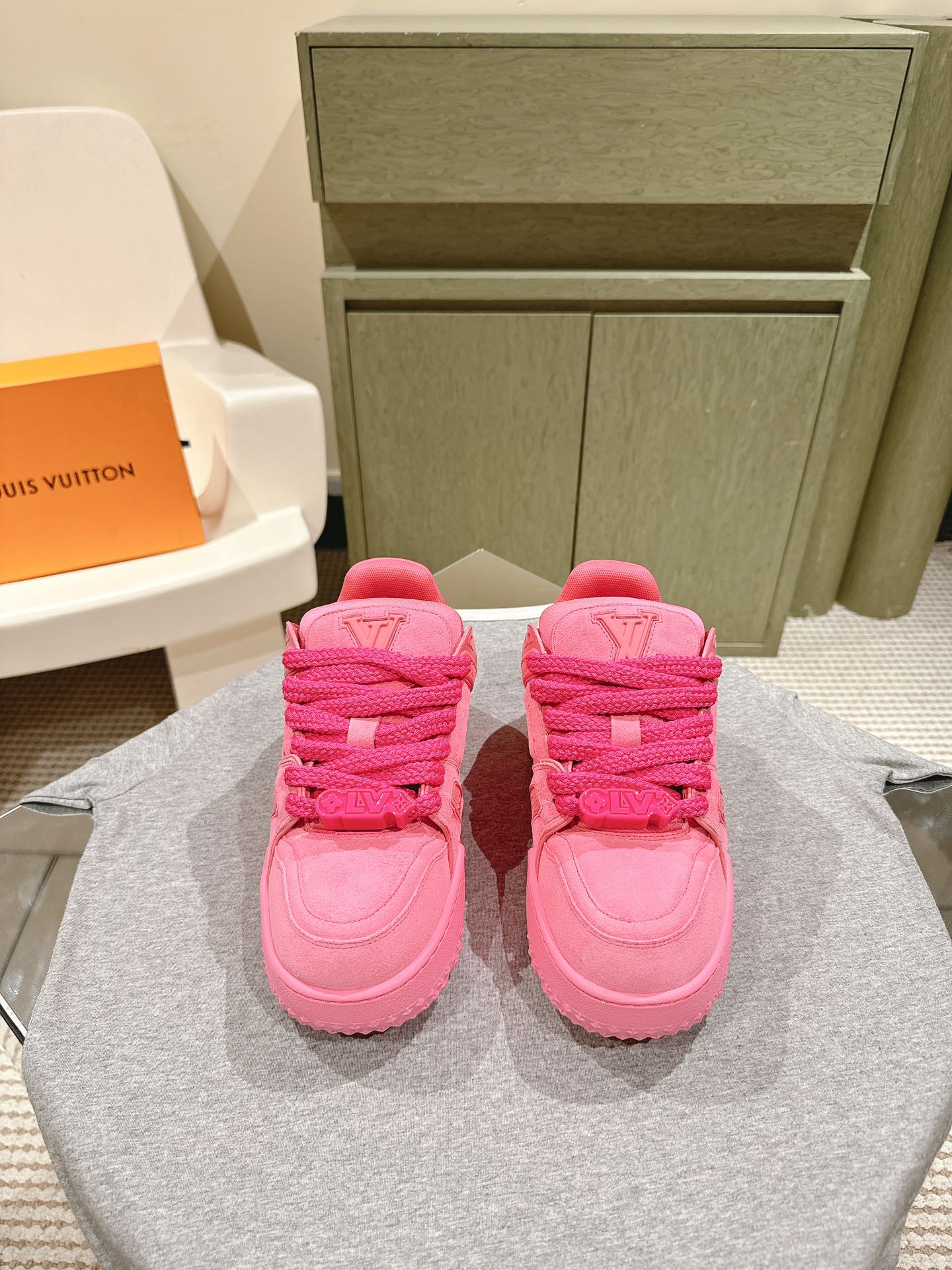 Кроссовки LV-2024 на платформе, розовые