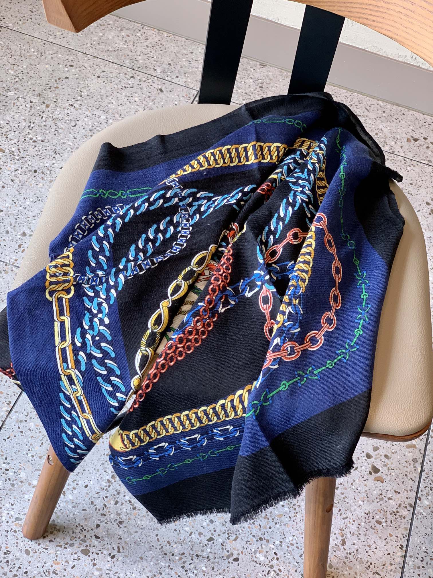 Шарф-цепочка Hermes - 100 см - 200 см - 100 см - высококачественный кашемир - 2 см