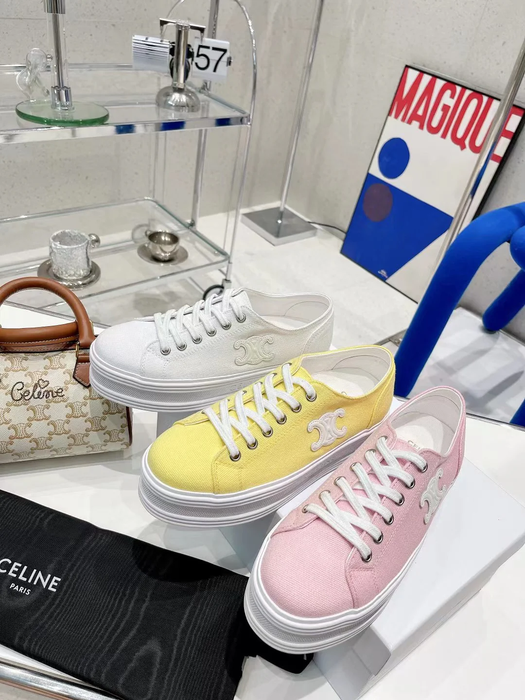 Celine - Белые парусиновые туфли на платформе