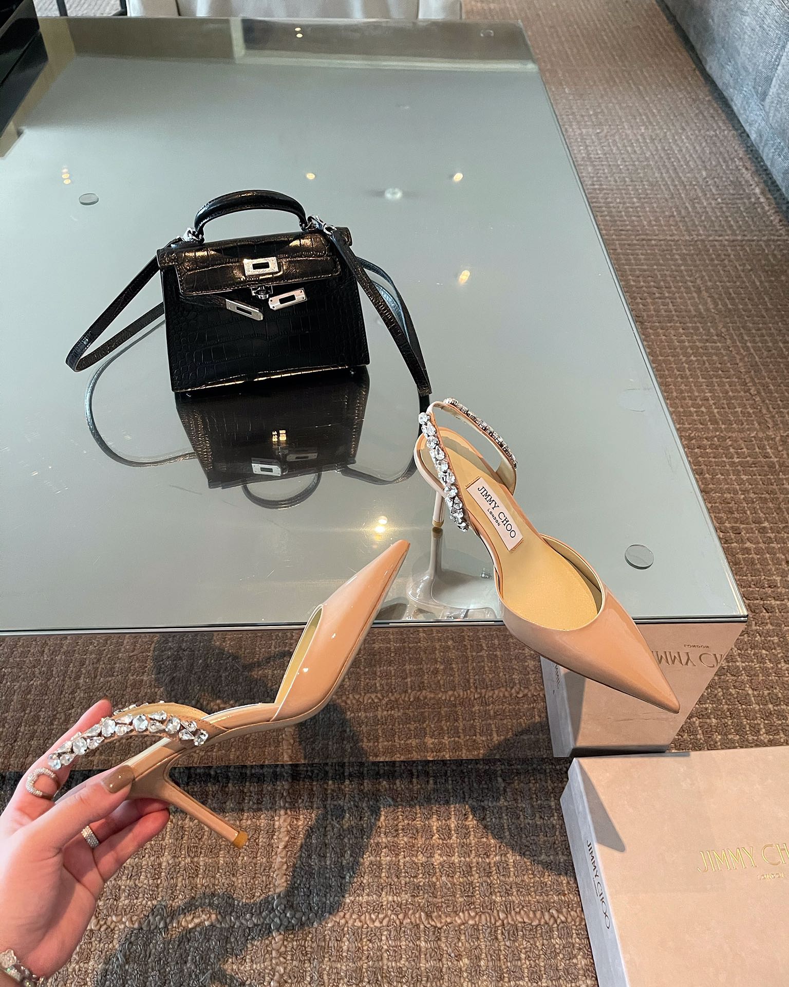 Jimmy 2022 Ранняя весна - Туфли на высоком каблуке ручной работы со стразами