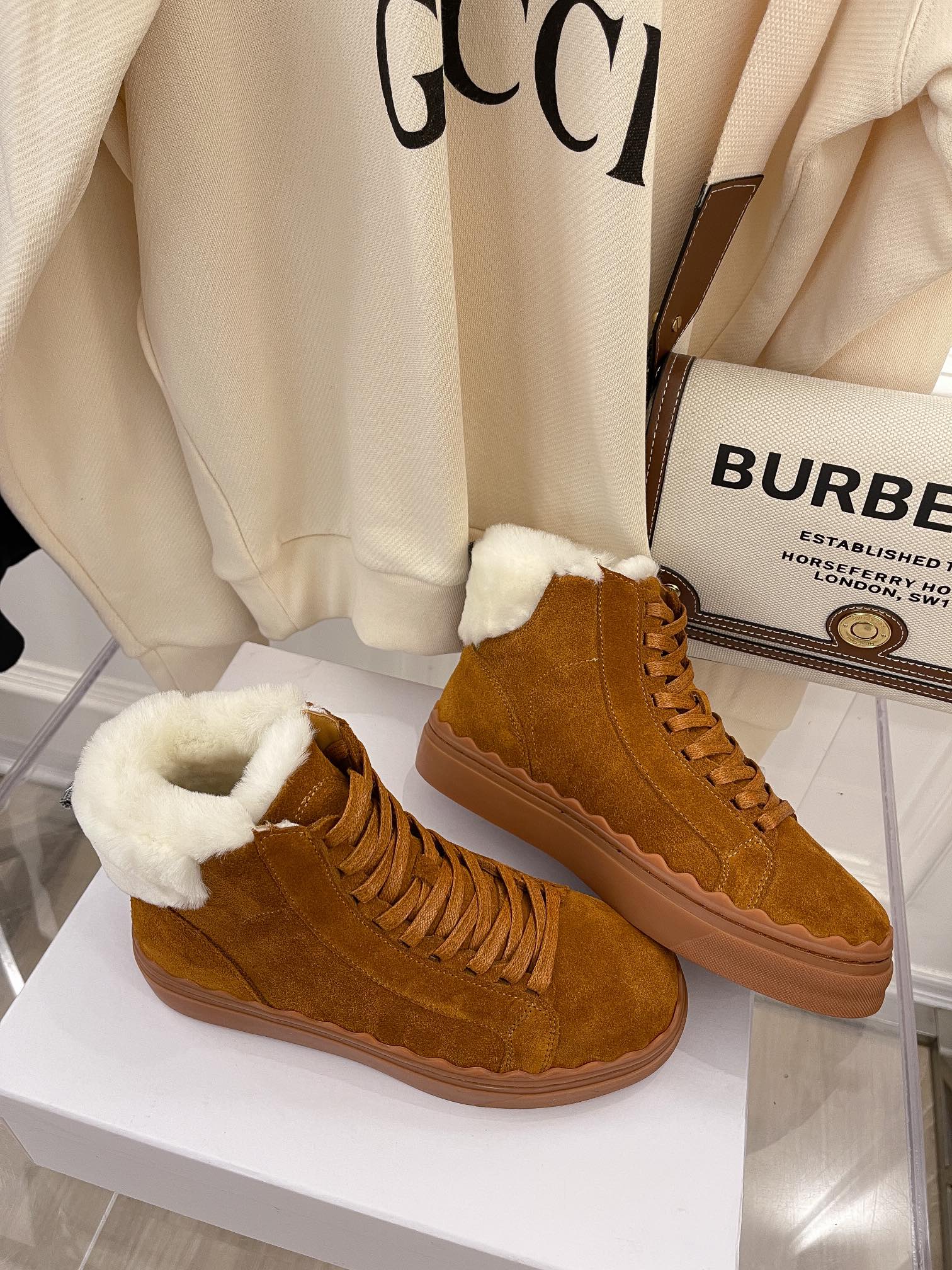 Обувь Chloe - Chloe - британский ретро-дизайн - ботинки с коротким ворсом