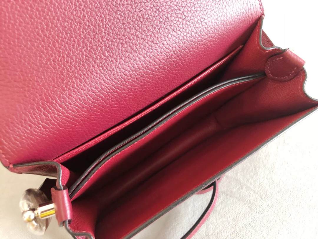 Hermes Roulis 19 Гранатовый красный серебряная пряжка