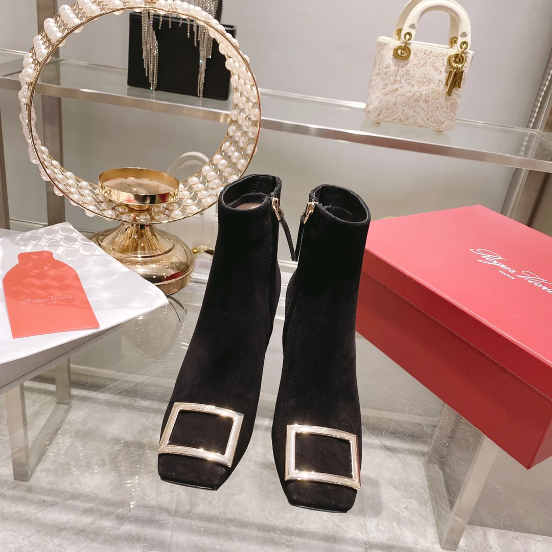 Обувь RV - Новинка осени 2022 - Металлизированные ботильоны с квадратным носком