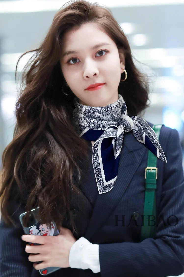 Шарф Dior Zoo-Style с закругленным краем - 90-100 см - Шелк тутового дерева - Синий