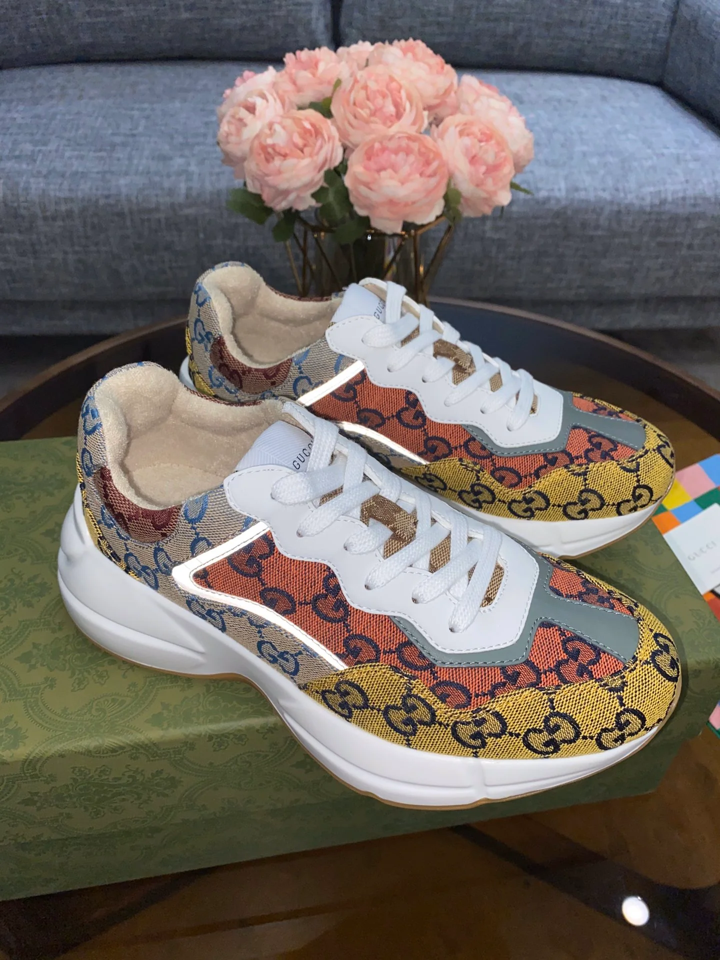 Массивные кроссовки Gucci - унисекс - 19