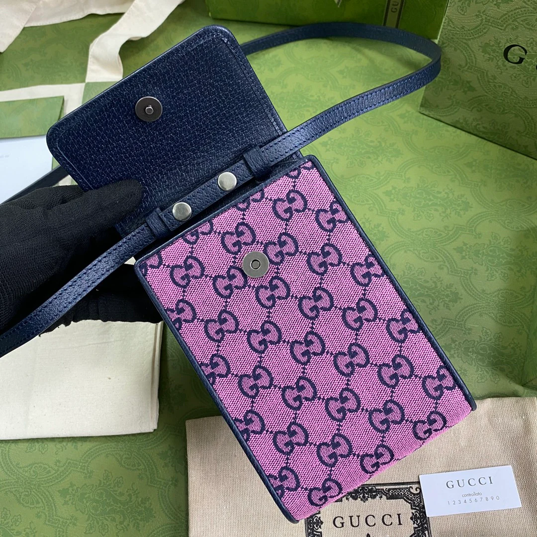 Сумка для мобильного телефона Gucci из серии Marmont — розовато-фиолетовая — 11-5-18-3-5 см