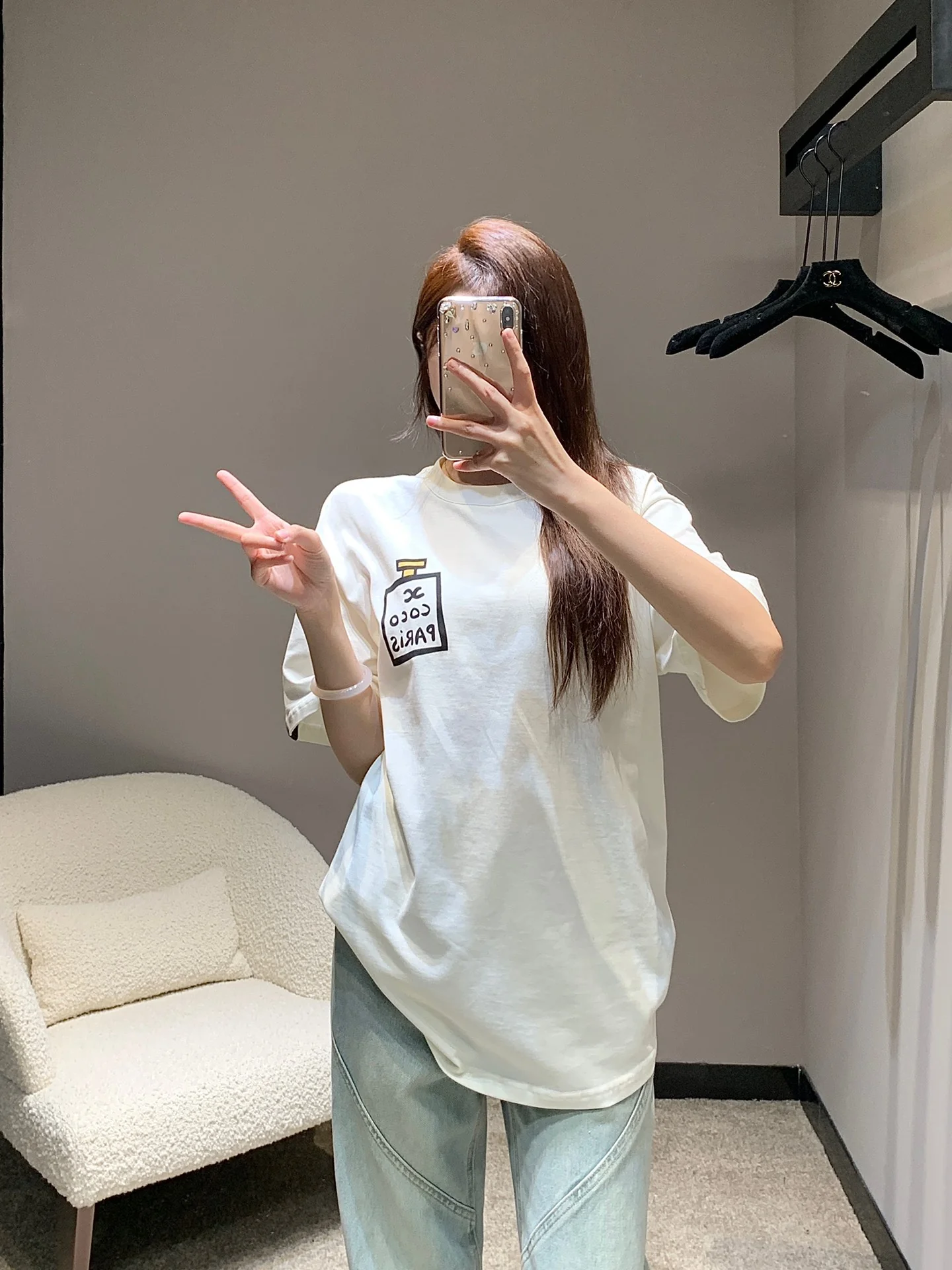 Chanel - 2404 - Футболка с коротким рукавом с принтом в виде парфюма