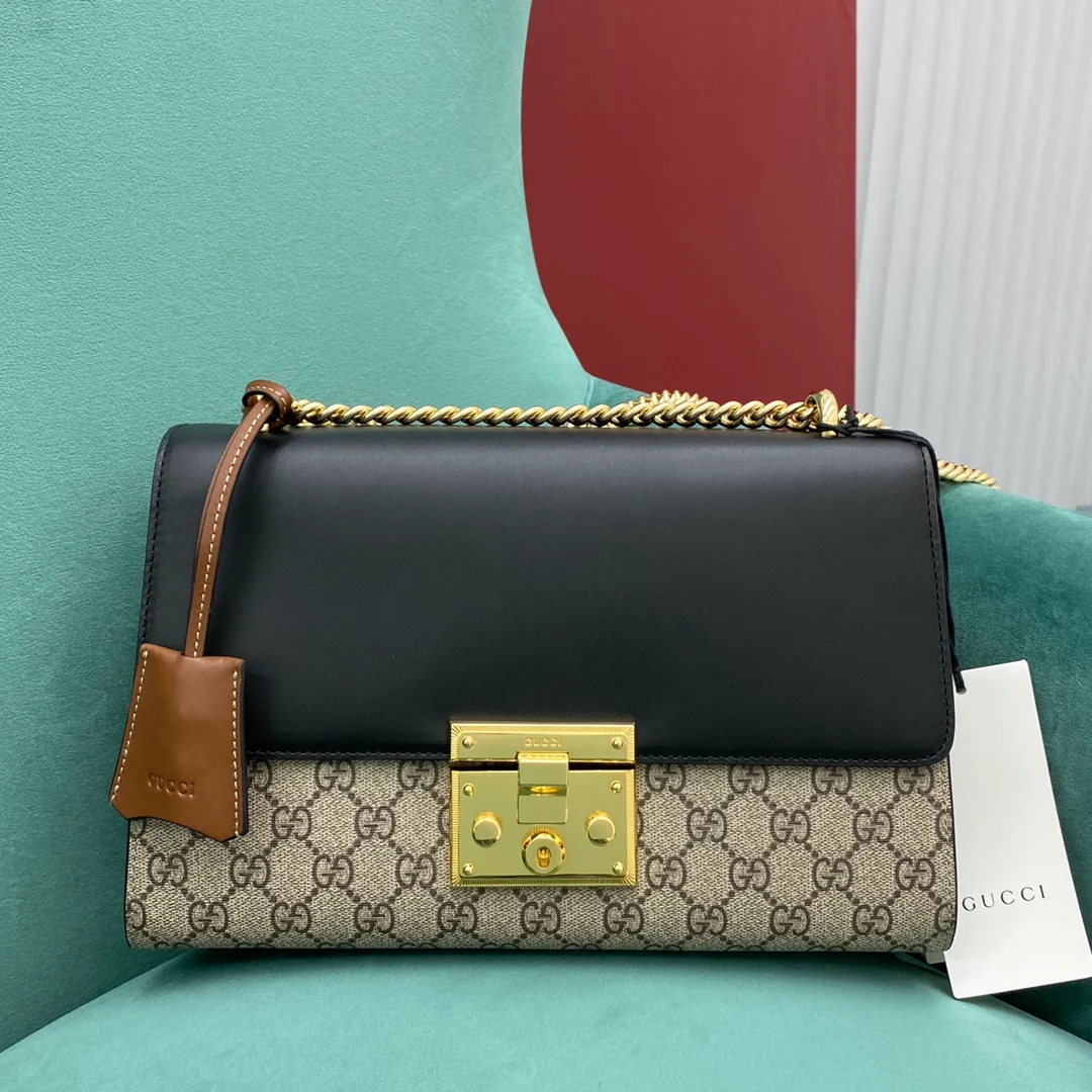 Сумка Gucci с цепочкой и замком - 30 см x 19 см x 10 см