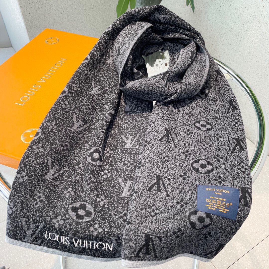 LV - Высокий кашемировый шарф - 180 см - 32 см - 100% - Импортный вязаный кашемир