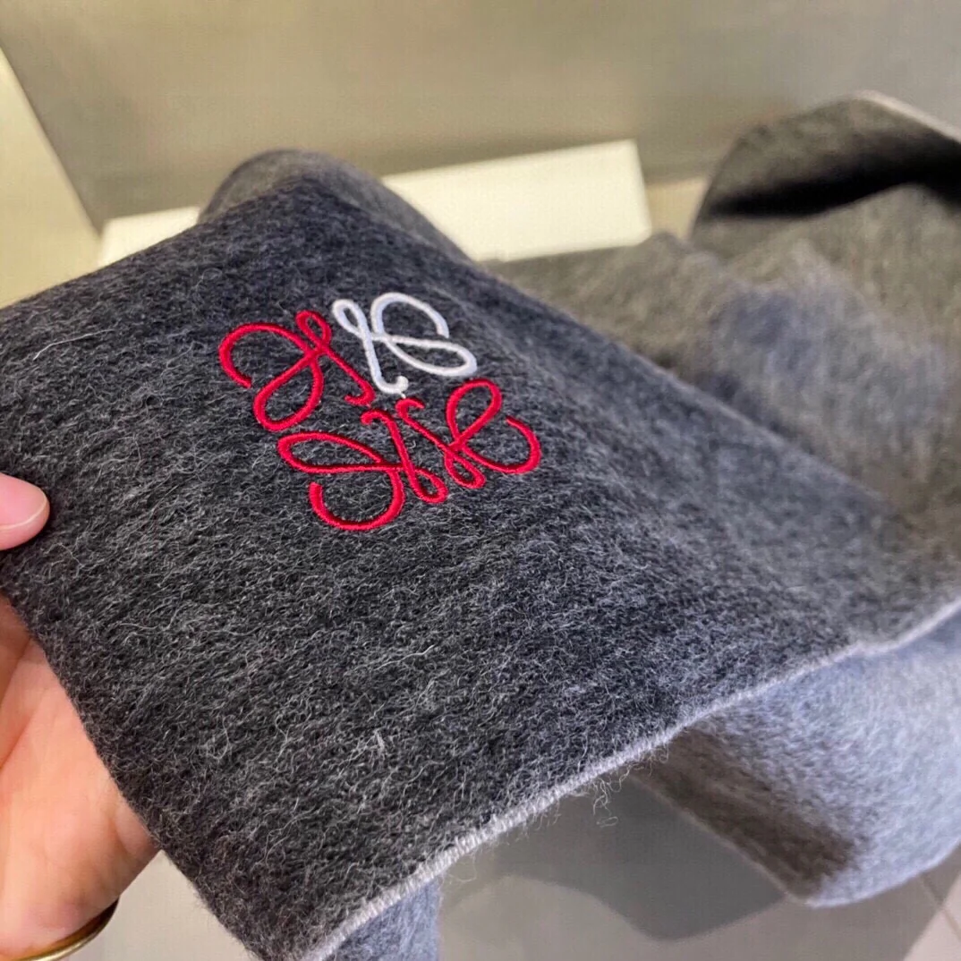 Шарф Lolwei с вышивкой ?Водяная рябь? — 100 шт. — Кашемир — Железно-серый