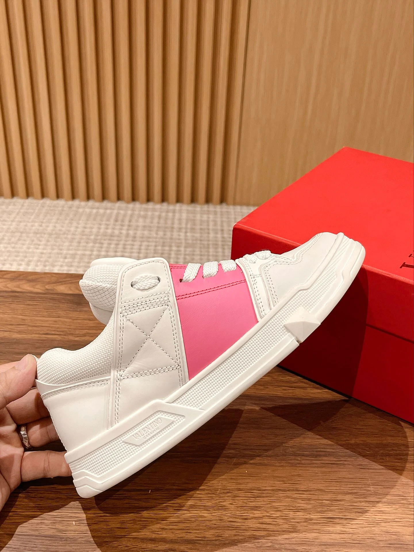 Скейтбордные кроссовки Valentino/обувь Puff - белые и розовые