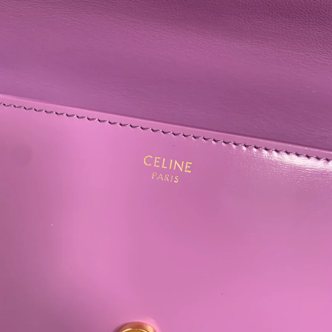 Celine - Кожаная сумка с пряжкой и цепочкой - Подмышечная сумка - Фиолетовая