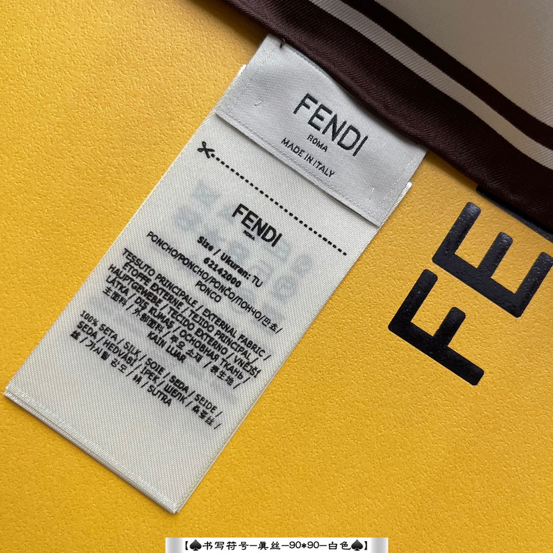 Шелковый шарф Fendi-90 - символ двойной буквы F (обычный шрифт).