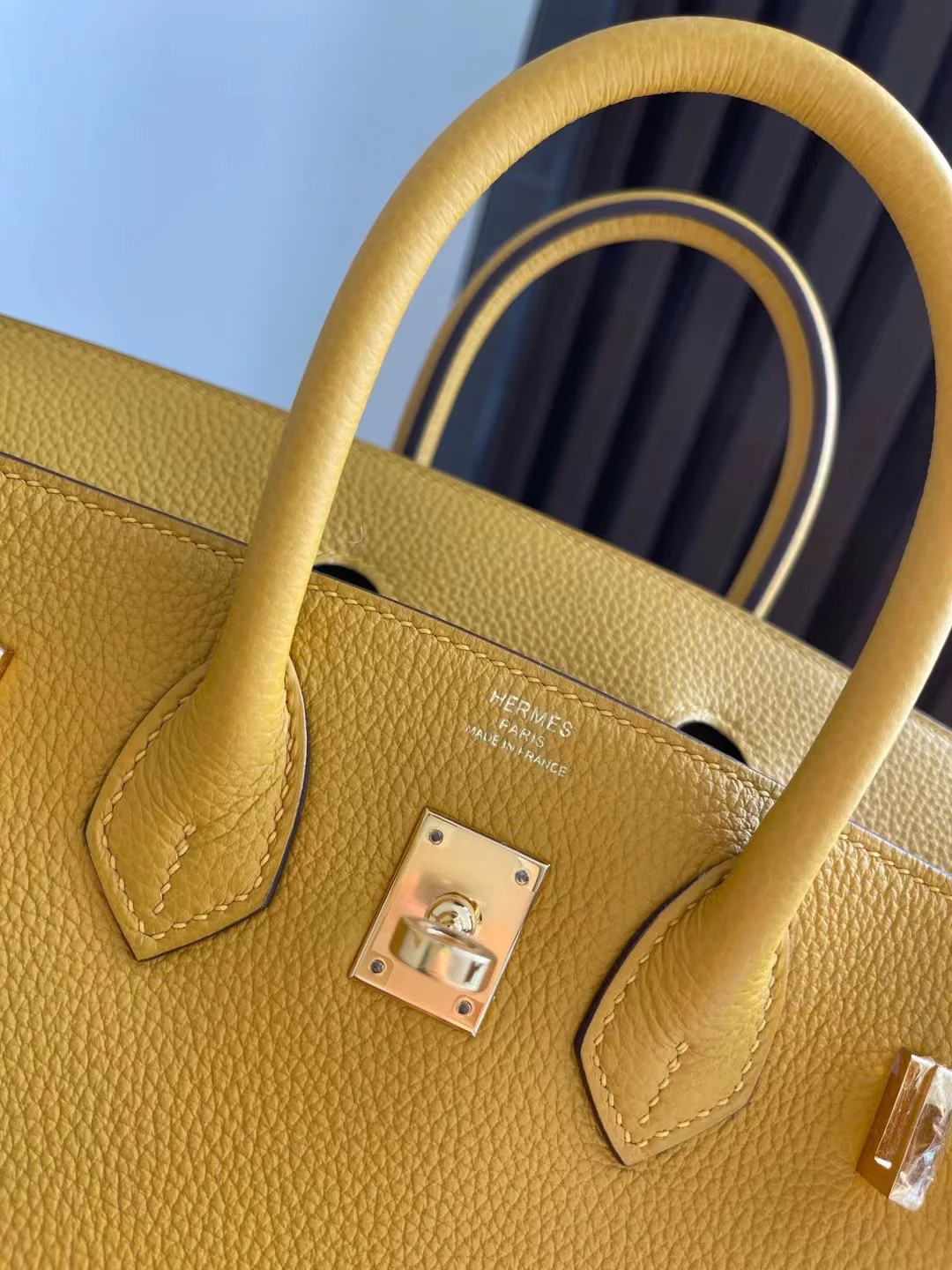 Пряжка Hermes Birkin 25 Togo из янтарного желтого золота