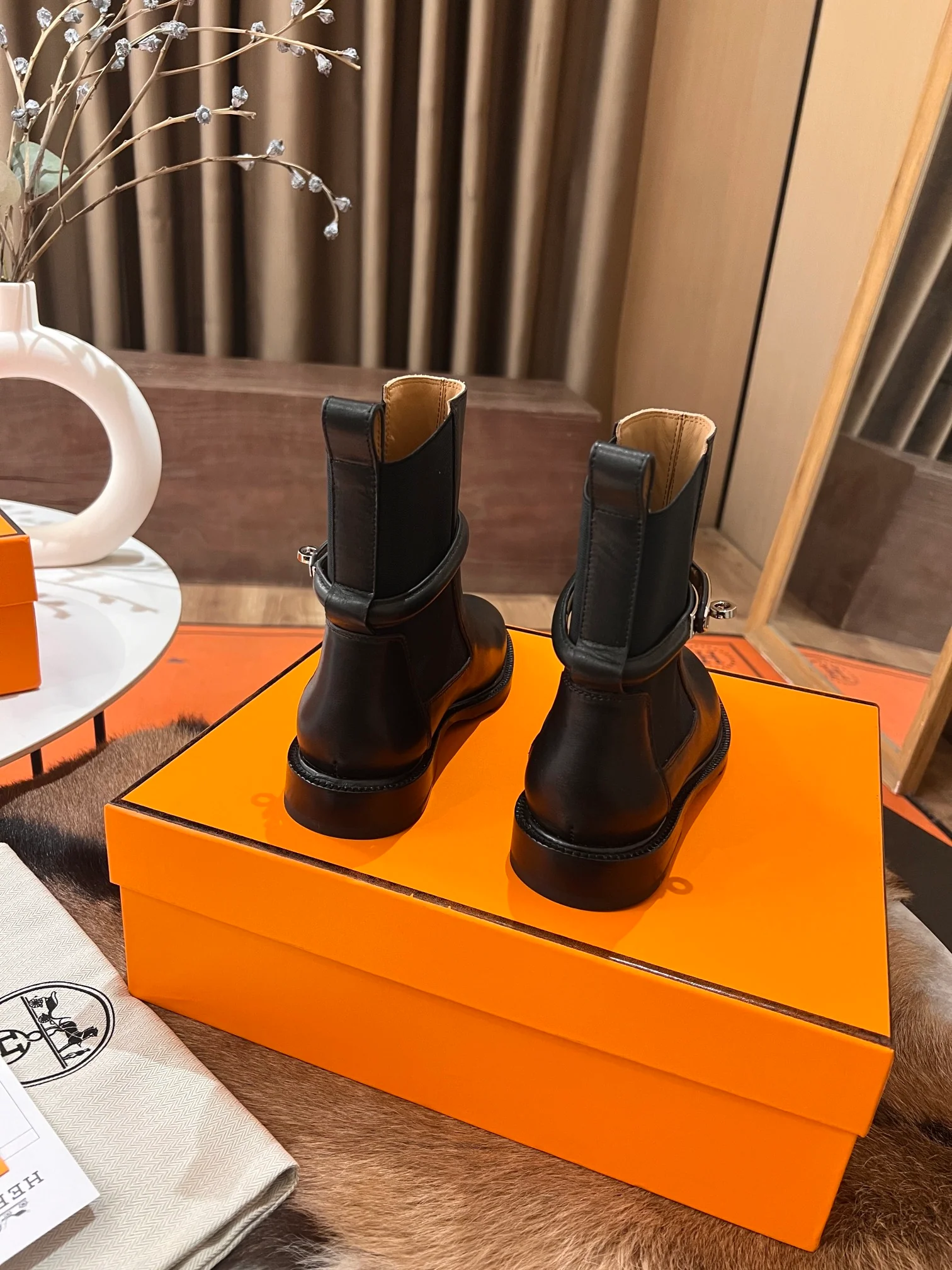 Ботинки Hermes Kelly Buckle Rider 2024 — черные