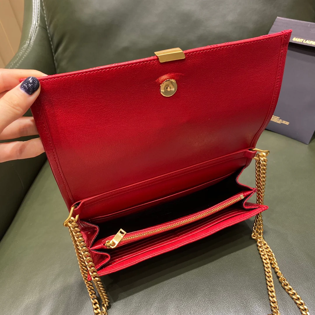 Сумка YSL-Becky из овечьей кожи с ромбовидной стёжкой и цепочкой - 2 шт.