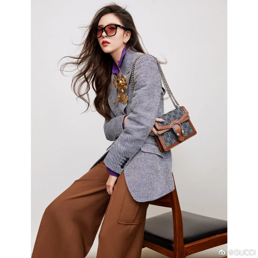 Gucci-酒神包-牛仔帆布手袋-上身图分享