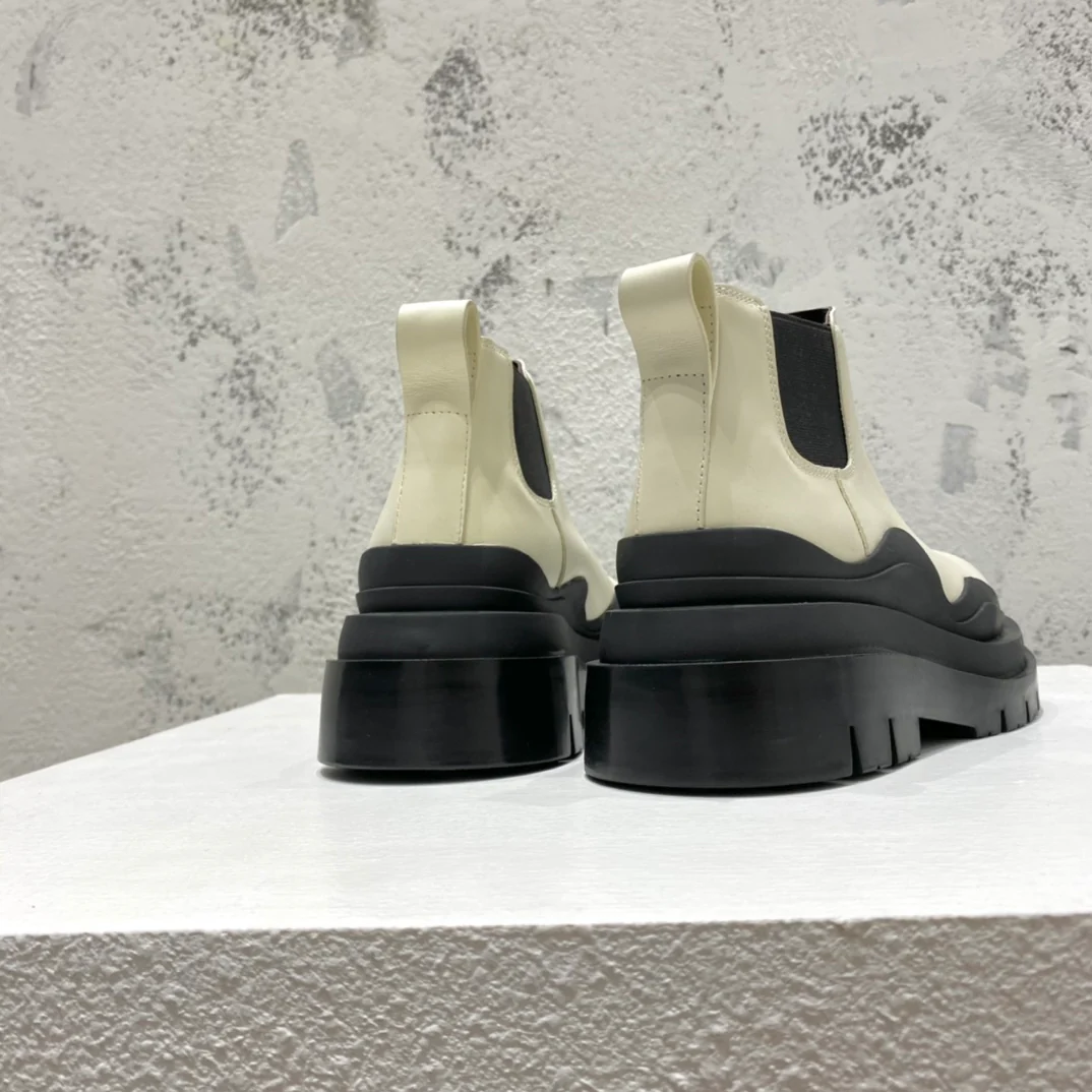 BV-22ss - Британские ретро-ботинки до щиколотки - Унисекс - Бежевые с черной подошвой