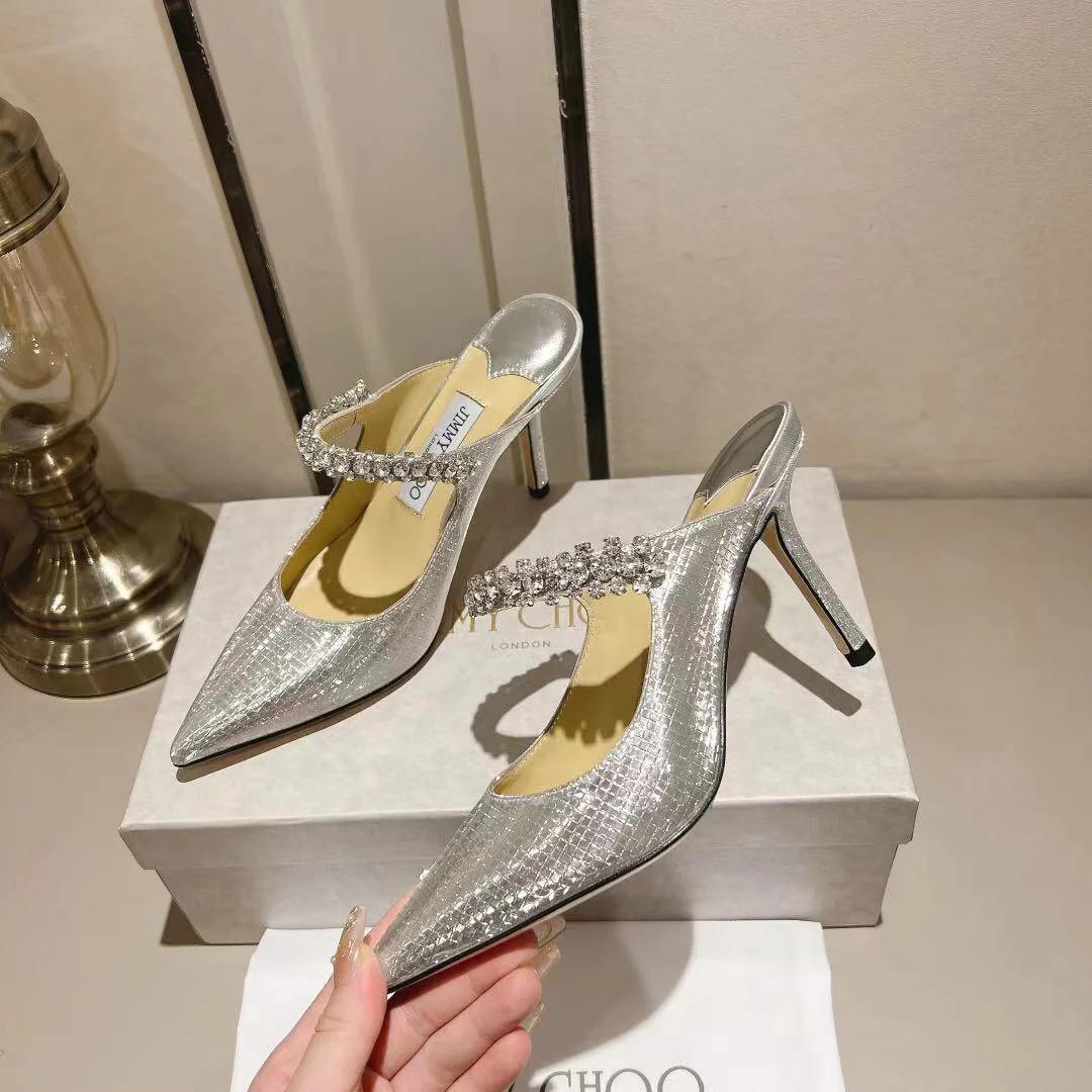 Сандалии на высоком каблуке Jimmy Paris Window Custom Design - Bling Bling - 10 см - серебристые