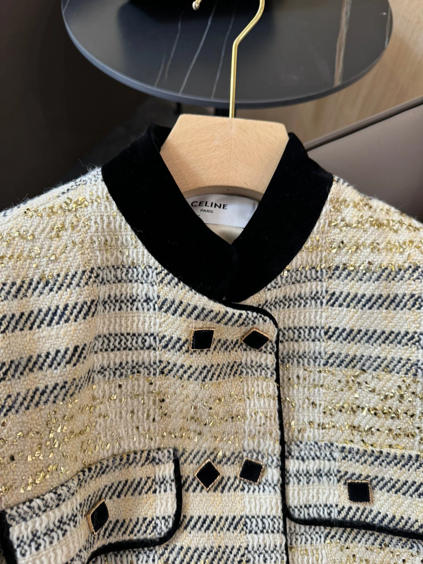 Celine -2403-24ss Новый твидовый приталенный жакет