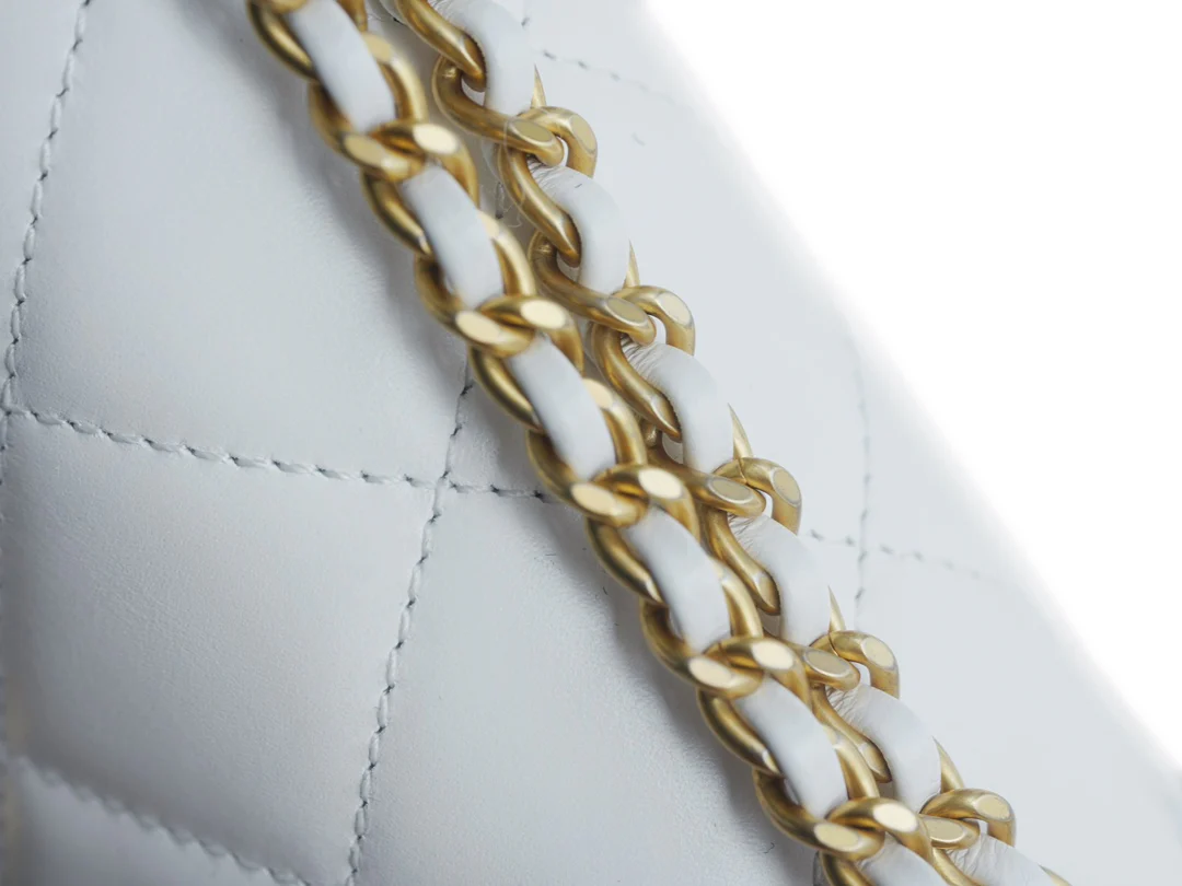 Chanel 24c Double Gold Ball CF Mini 19 White