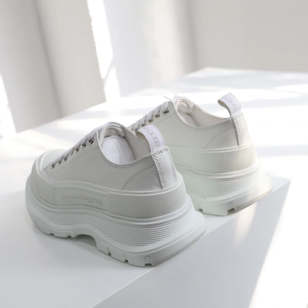 Ковбойские туфли на платформе McQueen, унисекс, белые.