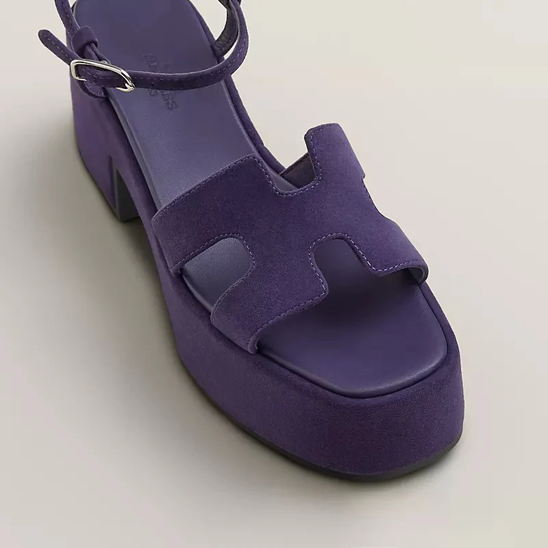 Босоножки на высоком каблуке Hermes Second Uncle 2024 года — фиолетовые.