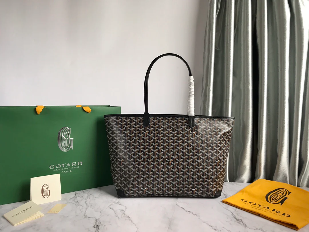 Большая сумка-тоут Goyard на молнии - темно-коричневая.