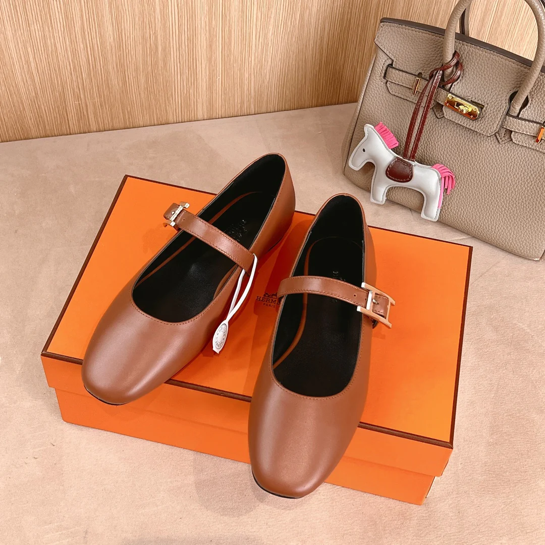 Балетки Hermes 2024 - коричневые