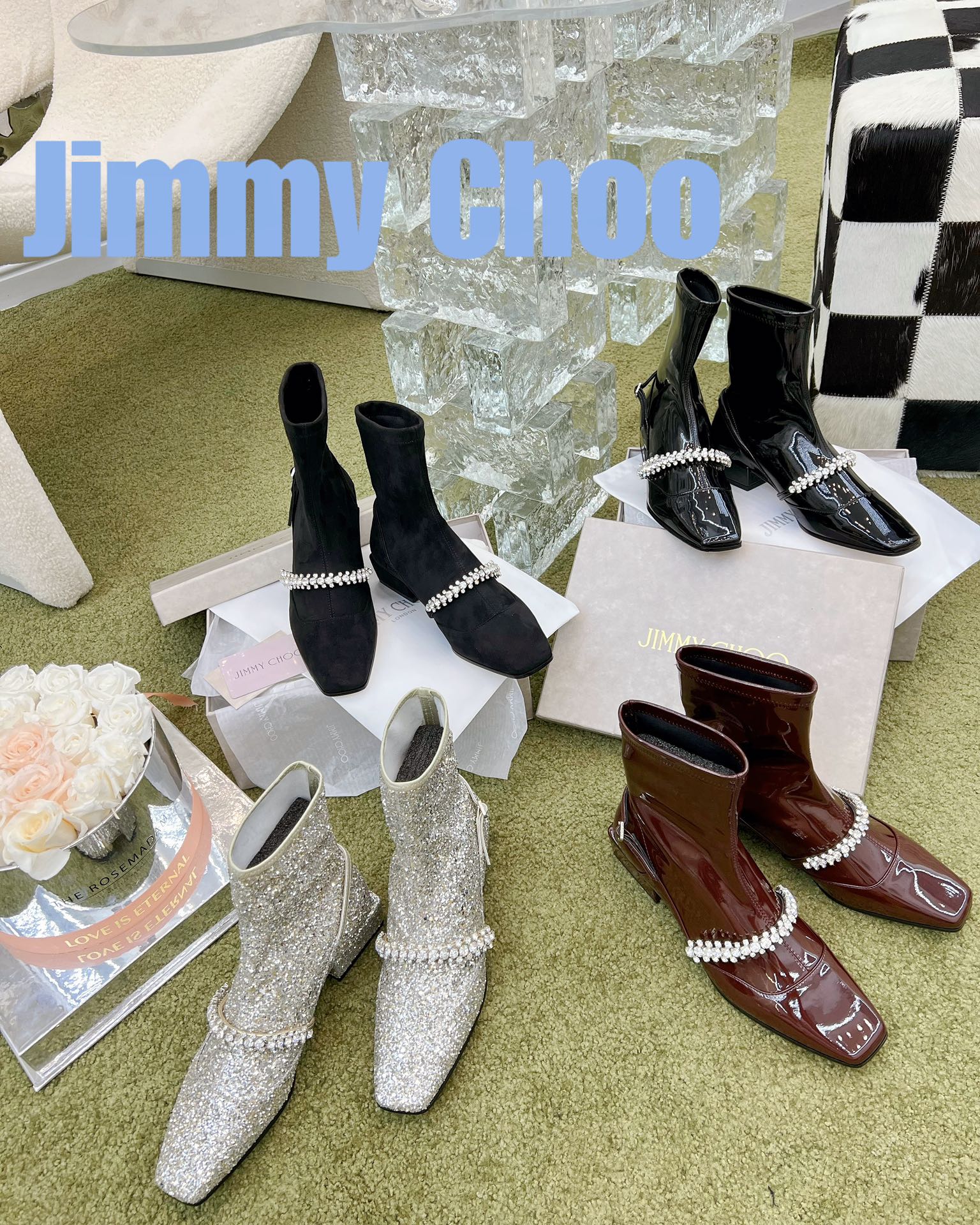 Jimmy - Новинка сезона весна/лето 2022 - Ботильоны на резинке со стразами - 3