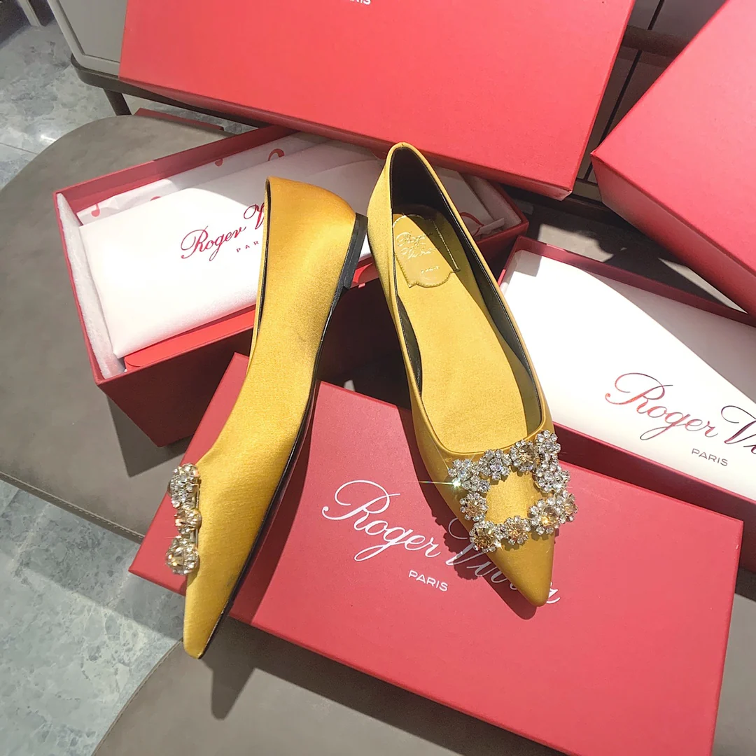 RV - Плоское дно - Шелк с застежками из страз - Желтый