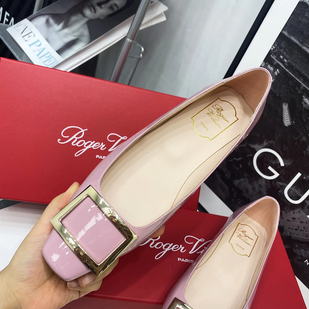 RV-Плоские туфли с квадратным носком, розово-фиолетовые