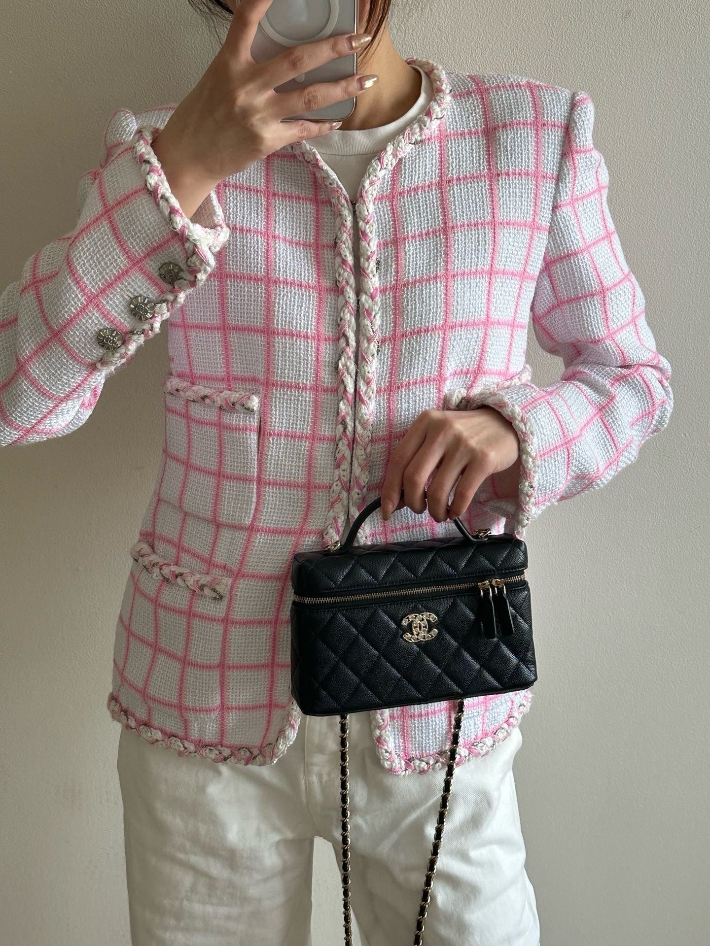 Сумочка Chanel 25p Heart Diamond LP с цепочкой - черная