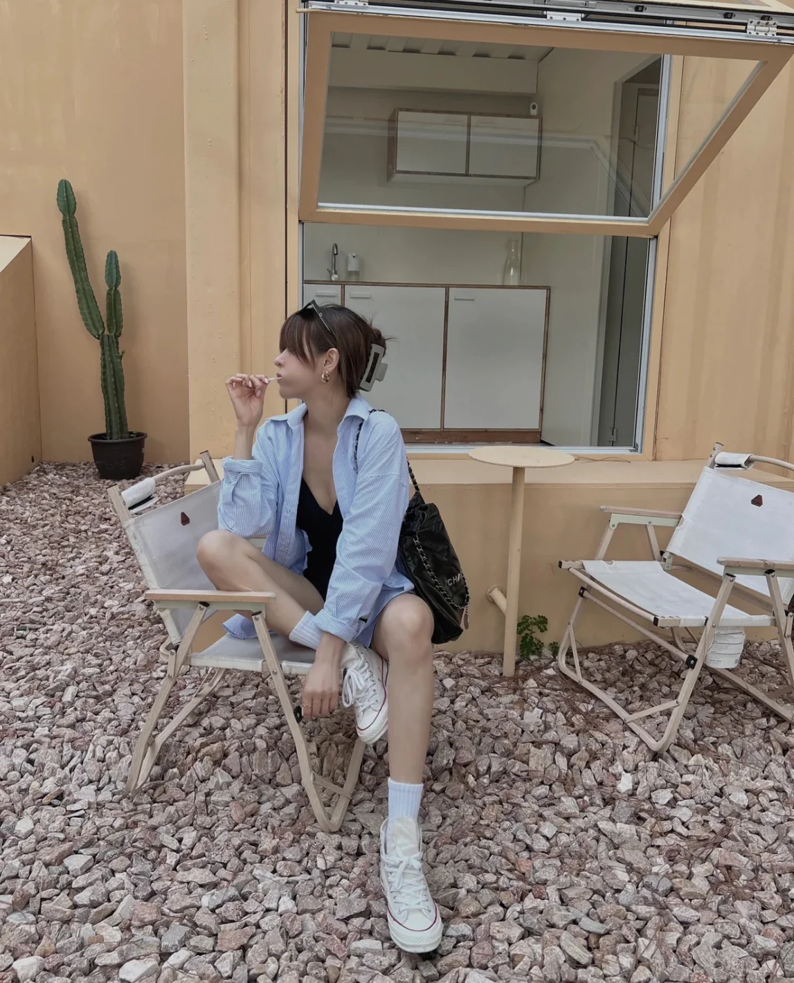 Сумка Chanel 22p 22bag, маленькая, черная, с серебряной пряжкой - 1 шт.