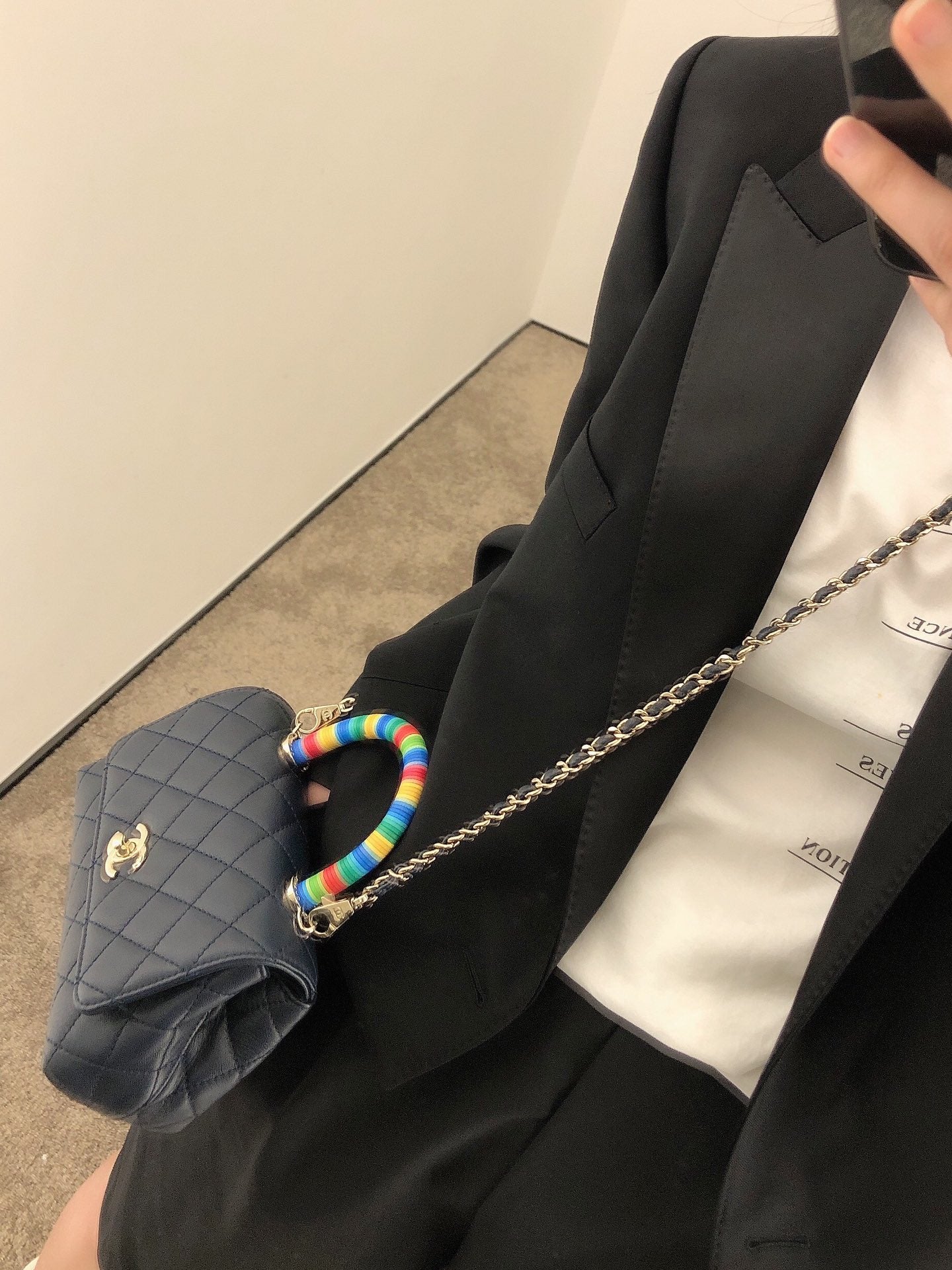 Мини-сумочка Chanel Coco Handle Rainbow Bag - темно-синяя