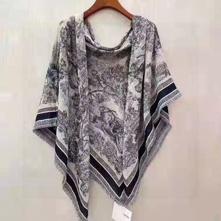 Жаккардовый шарф Dior Cannage с анималистическим принтом - черный