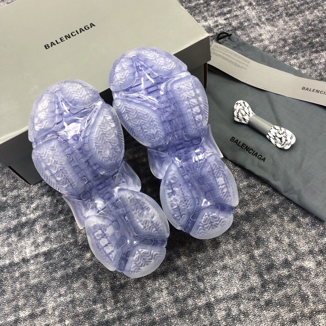 Кроссовки Balenciaga Triples Air Cushion Chunky Shoes - белые и фиолетовые