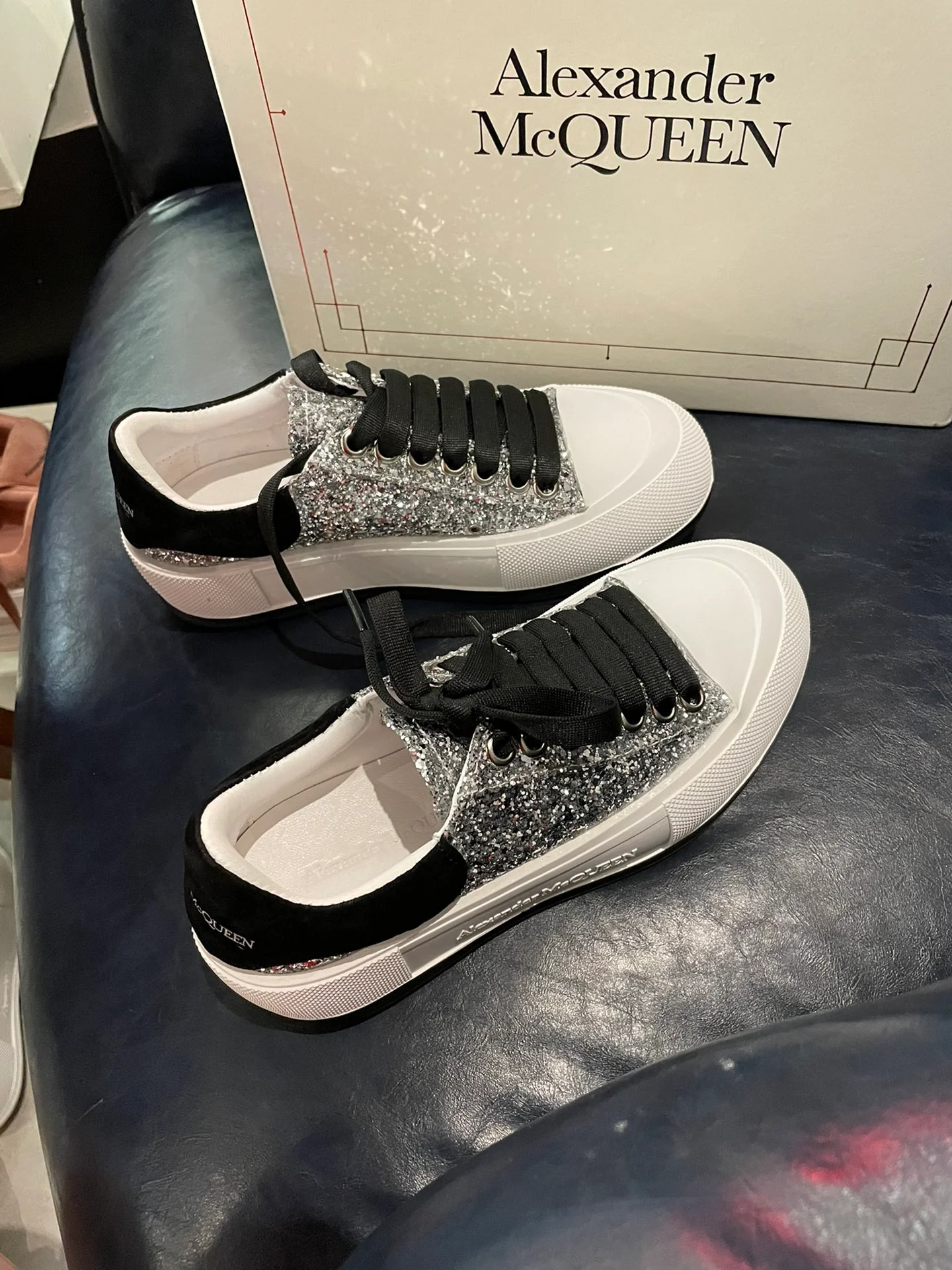 Туфли на платформе McQueen из парусины - 4