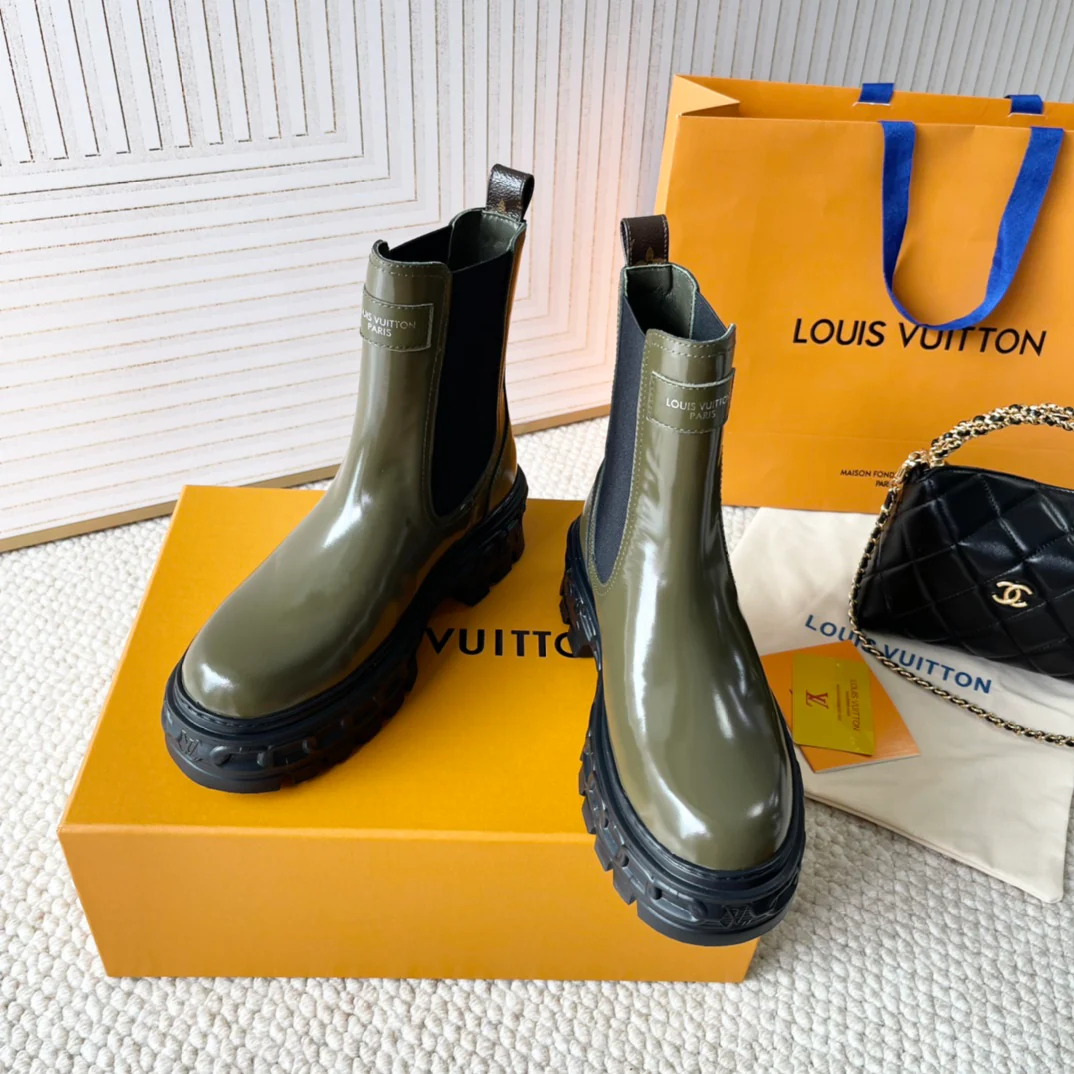 Ботильоны на платформе LV-2024 - темно-зеленые