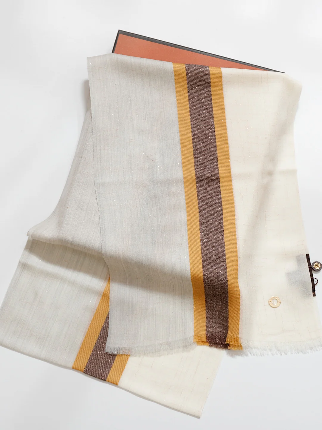 Ультратонкий шерстяной шарф Loro Piana с цветовыми блоками - превосходный блеск - 30 см - 180 см - 2 см