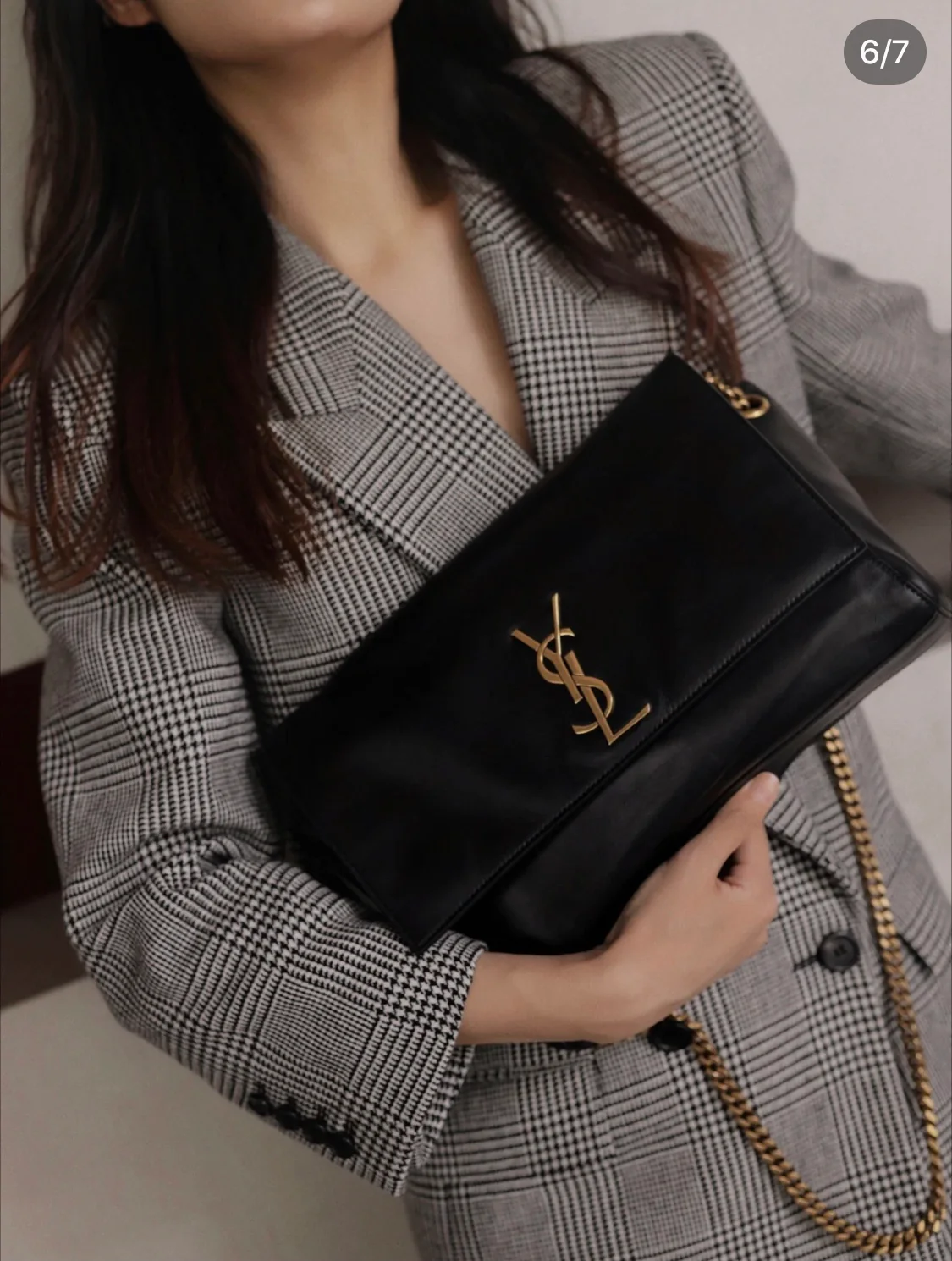 YSL-Kate Double Bread - Тонкая овечья кожа - Черный - 28 см