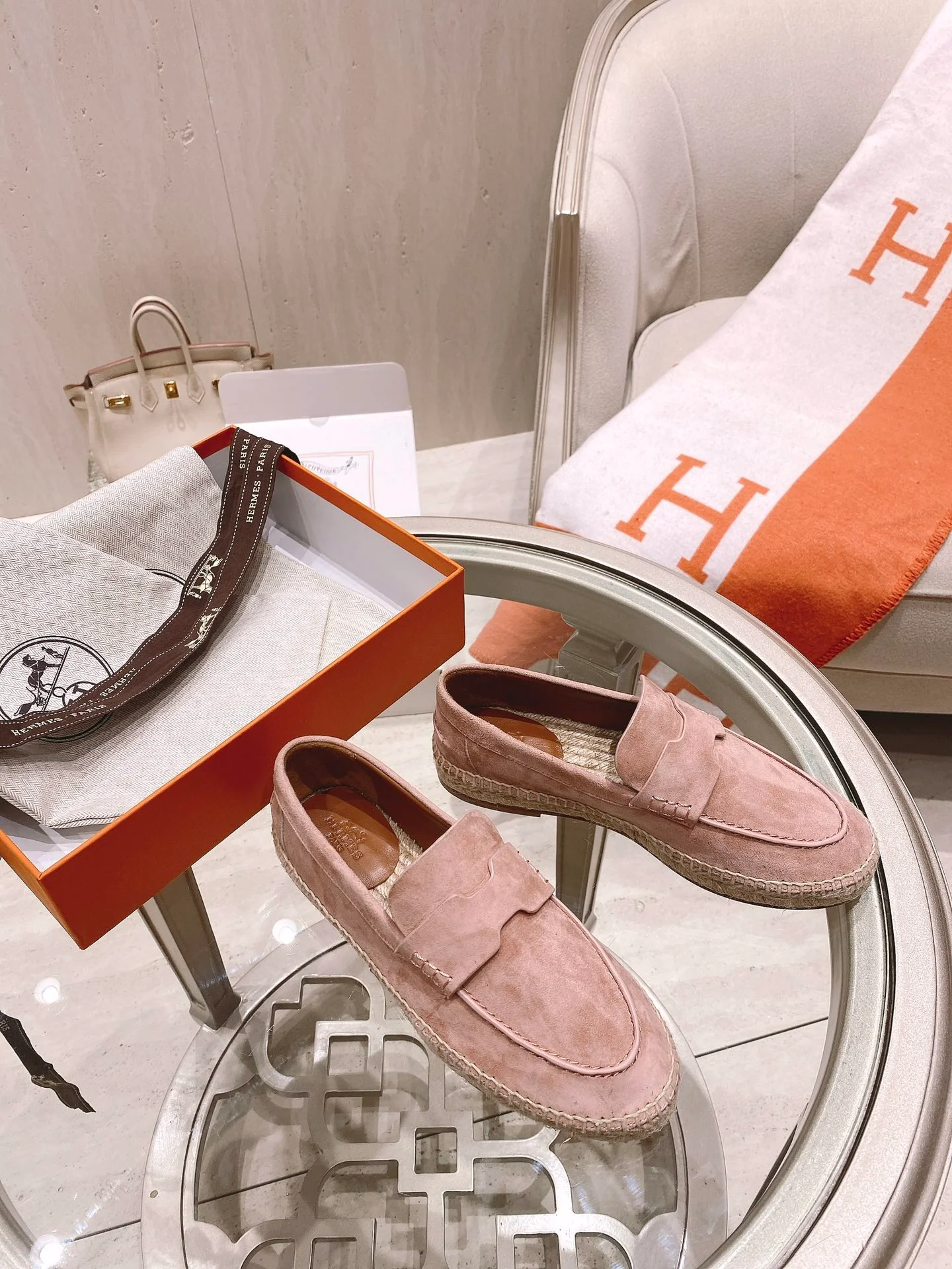 Эспадрильи Hermes Trip - розовые