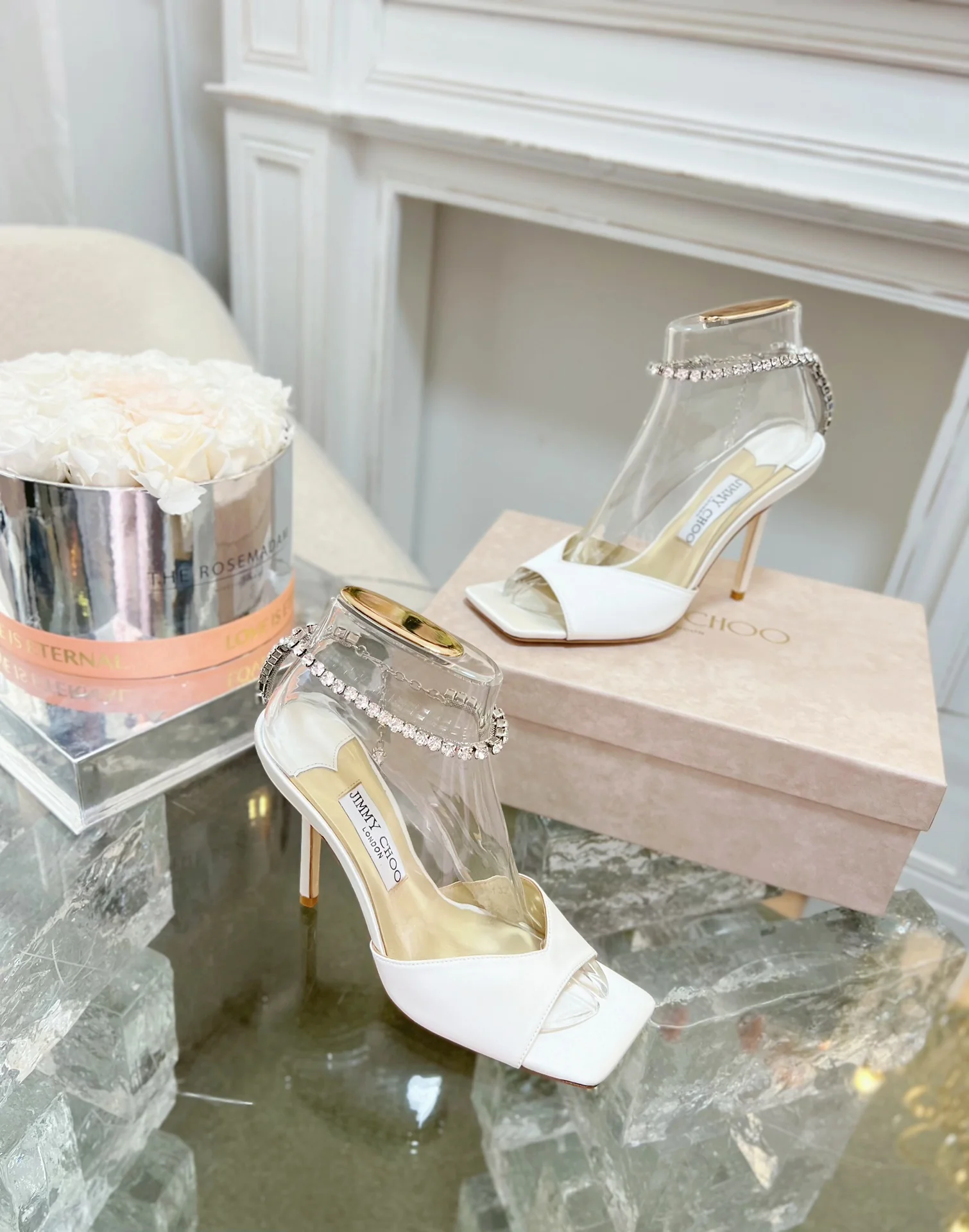 Jimmy - Новинка сезона весна/лето 2023 - Босоножки на высоком каблуке с открытым носком - Белые