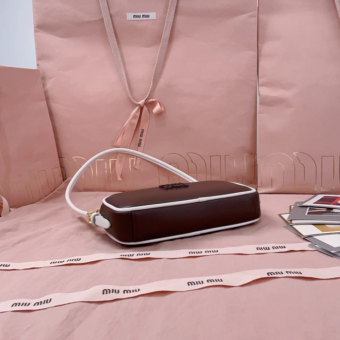 Сумка для маджонга Miu Miu-5ne024 из телячьей кожи, коричневая.