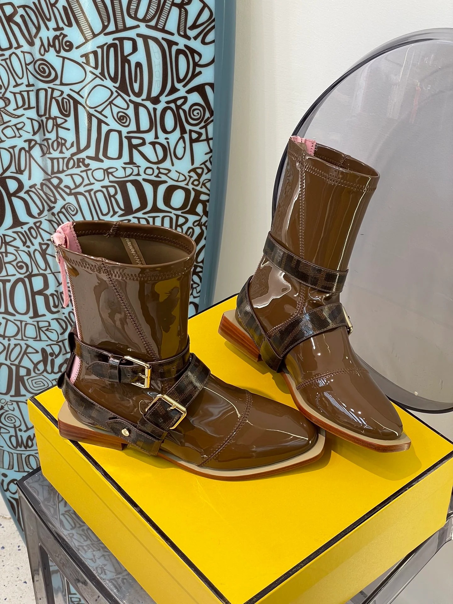 Fendi - Стильные - Британский стиль - Модные ботинки - Коричневые